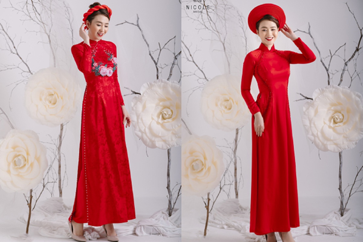 Mẫu áo dài cách tân nữ màu đỏ đẹp 6