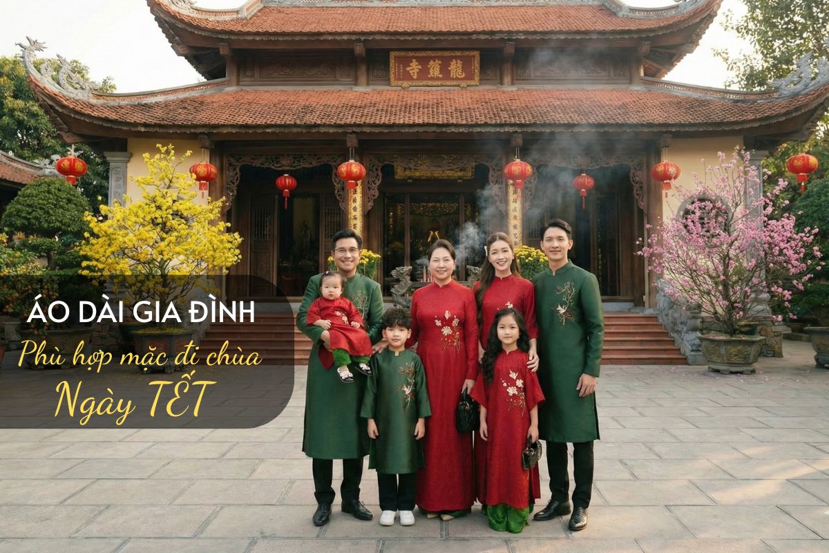 áo dài gia đình đi chùa đầu năm