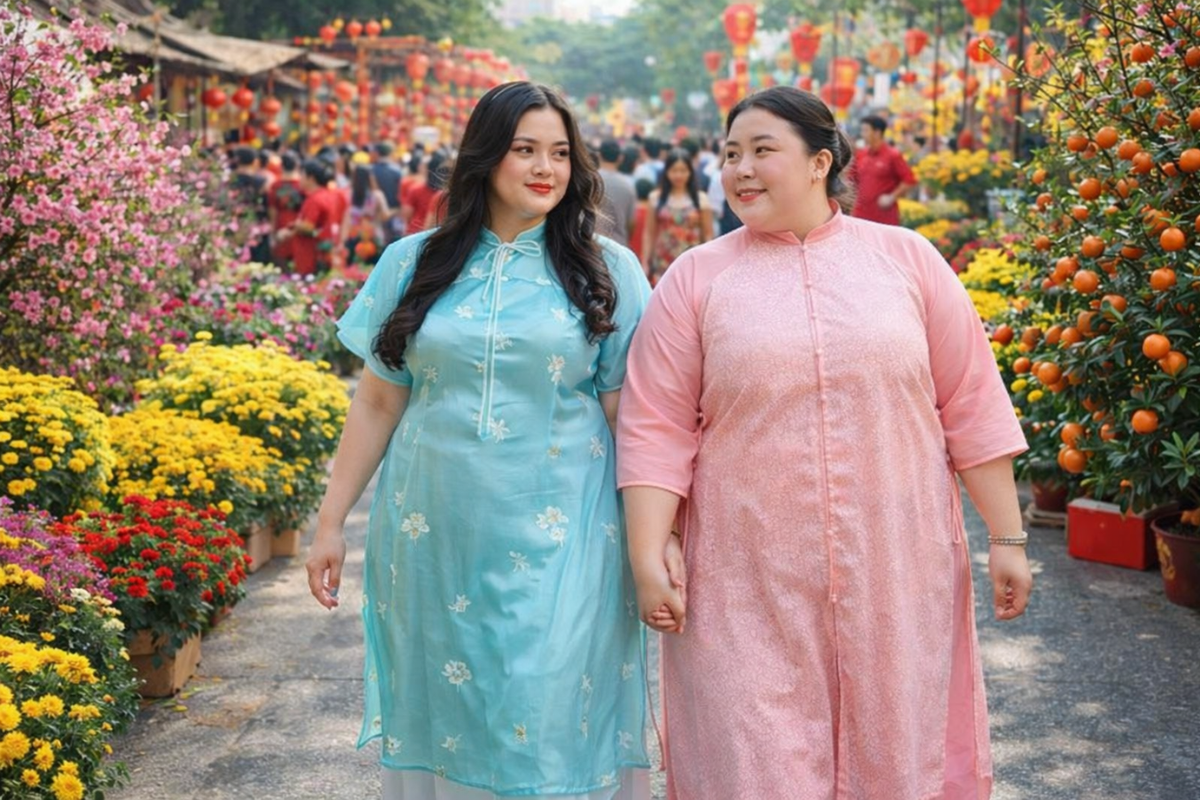 áo dài cách tân nữ cho người mập giúp che dáng