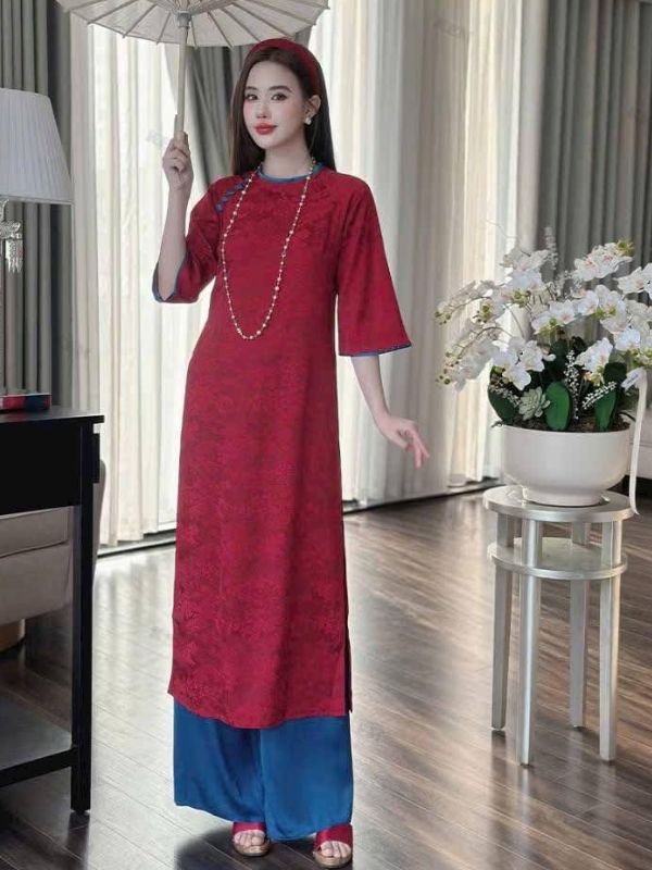 Áo dài cách tân nữ tay lỡ màu sắc phù hợp mặc Tết