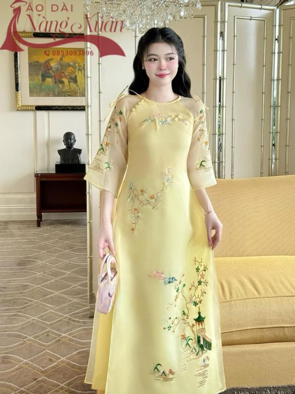 Tay lỡ áo dài cách tân nữ dài ngang khuỷu tay