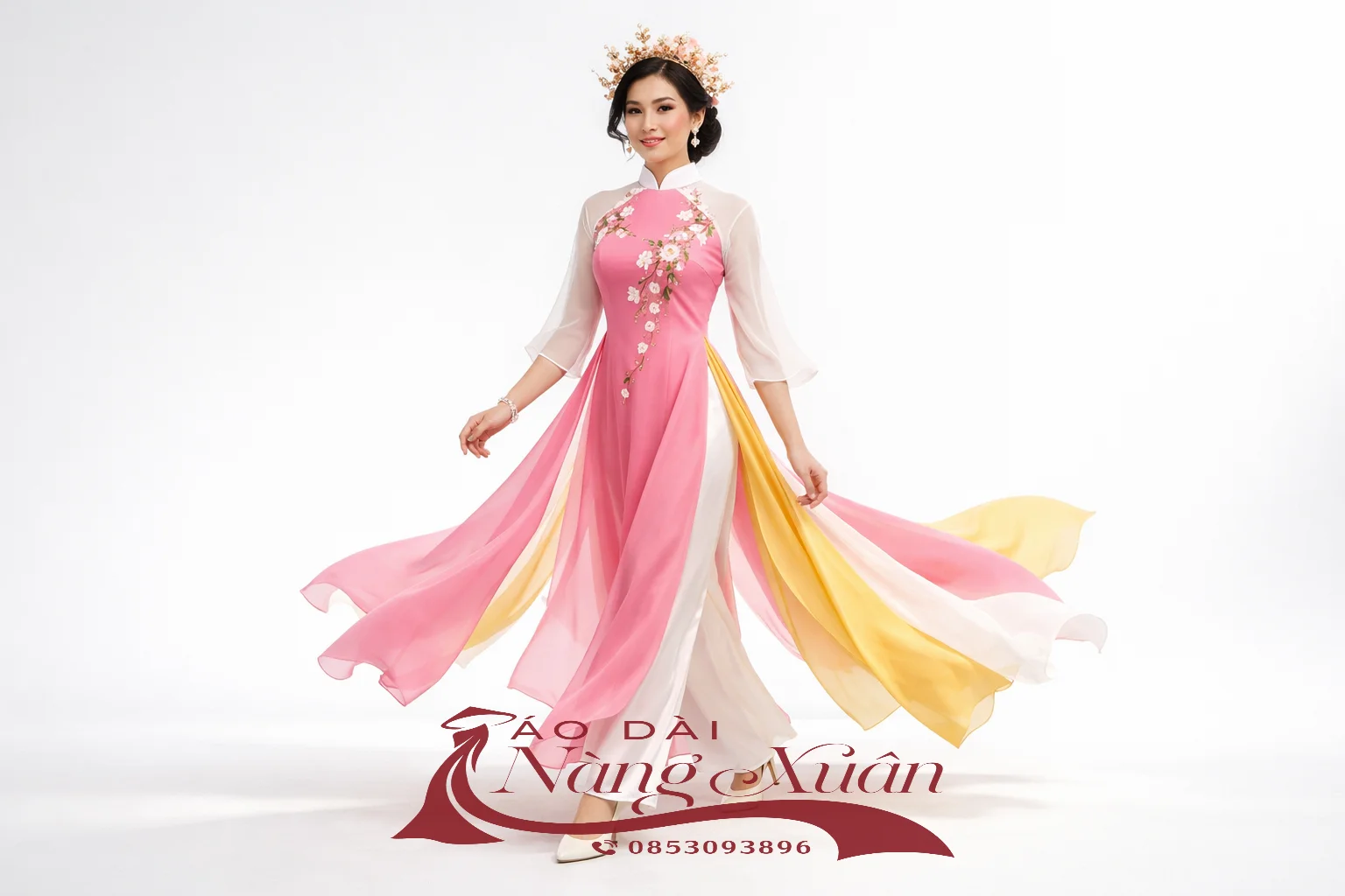 Áo dài cách tân 4 tà Nàng Xuân thanh thoát bay bổng