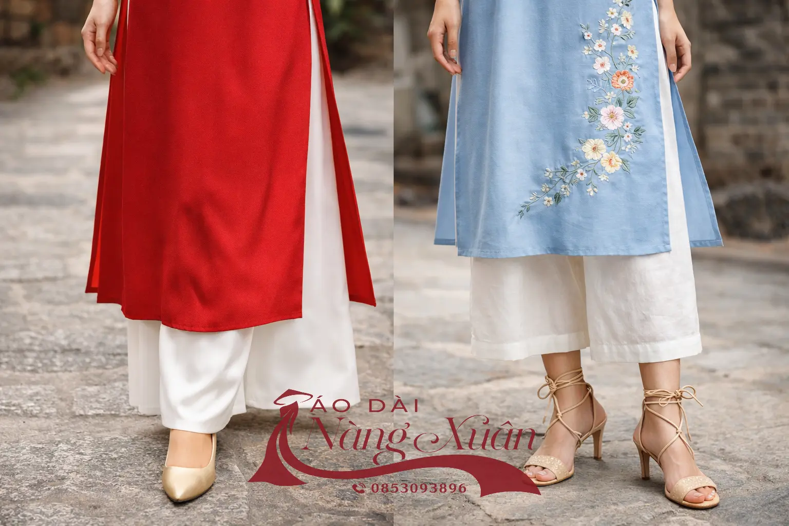 so sánh áo dài cách tân và áo dài truyền thống phần tà và giày