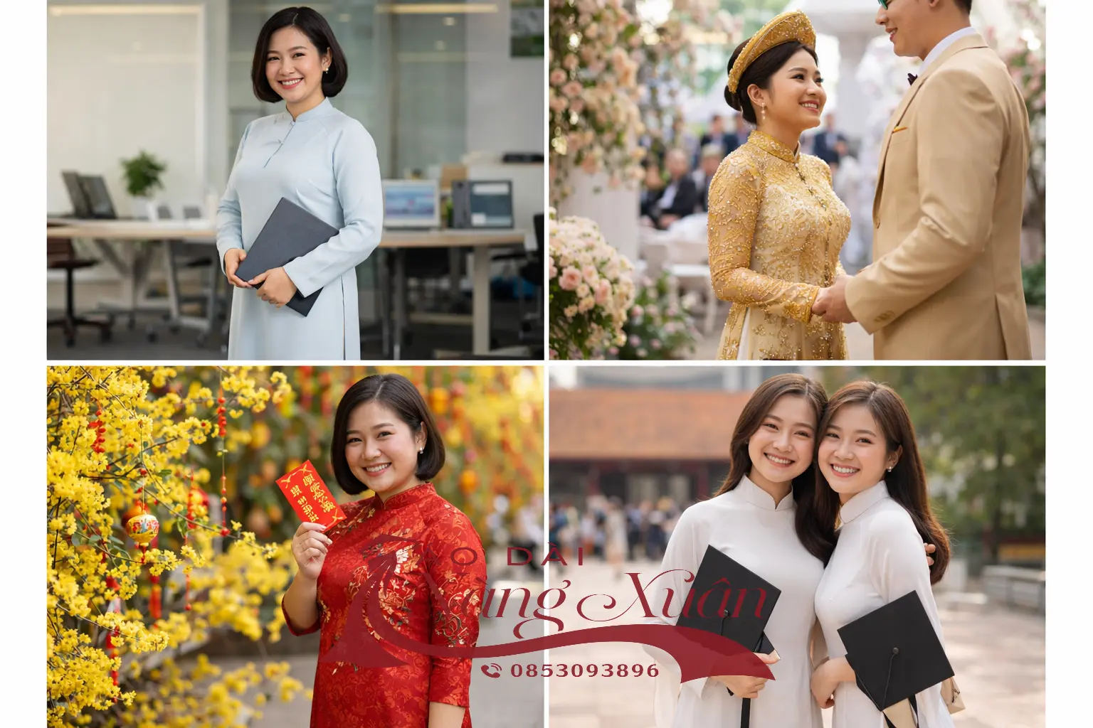 áo dài nữ mặc dịp gì đi làm tiệc tết kỷ yếu