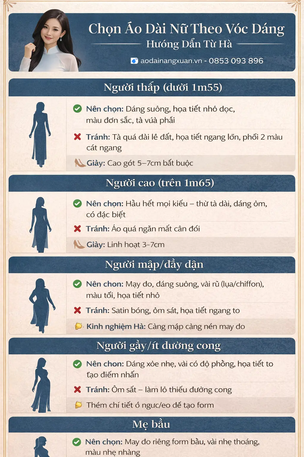 hướng dẫn chọn áo dài nữ theo vóc dáng phù hợp