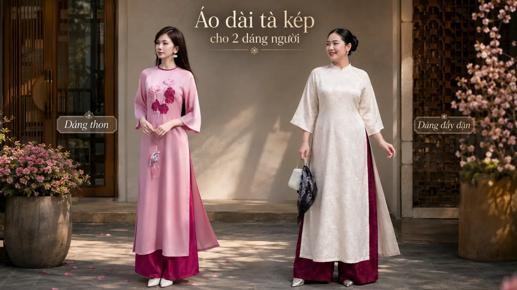 Tư vấn áo dài tà kép theo dáng người thon và đầy đặn