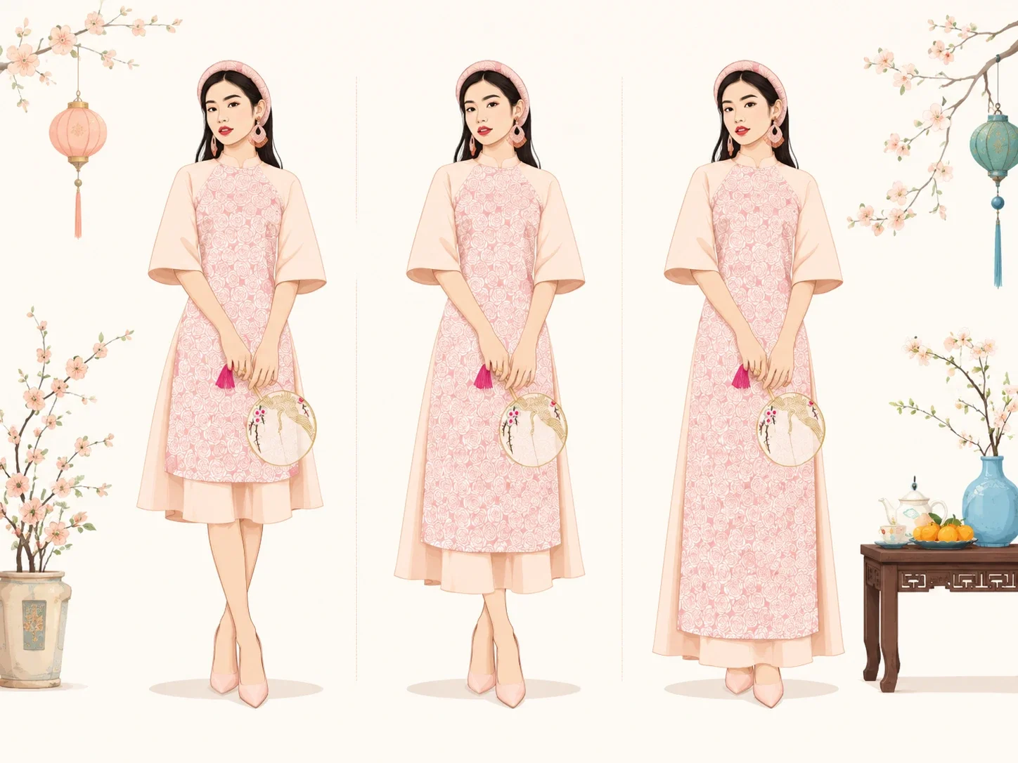 So sánh chiều dài tà ngắn tà vừa tà dài áo dài cách tân